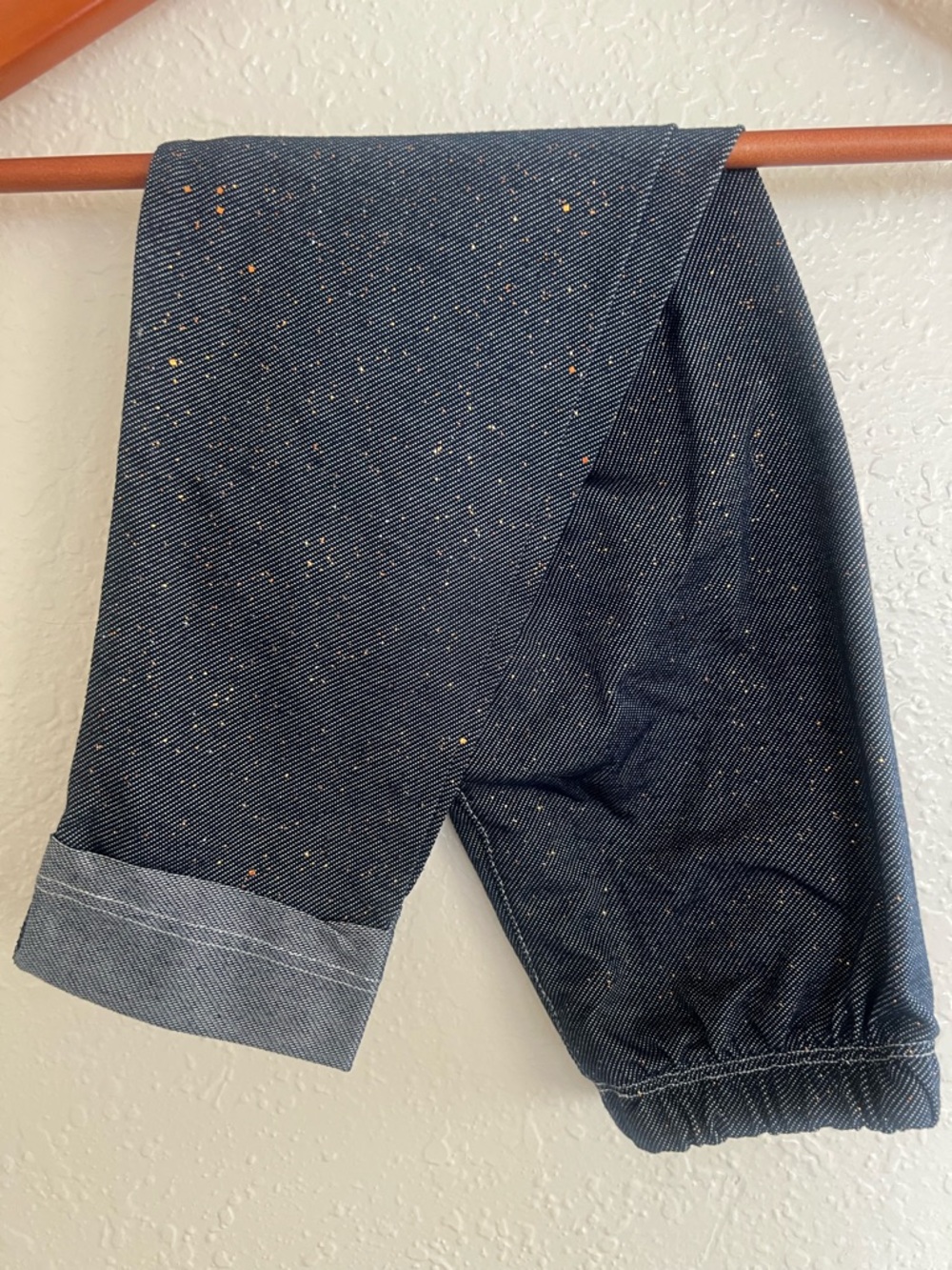 Girls Dark Wash Sparkle Denim Joggers - Navy with Gold Flecks size 6